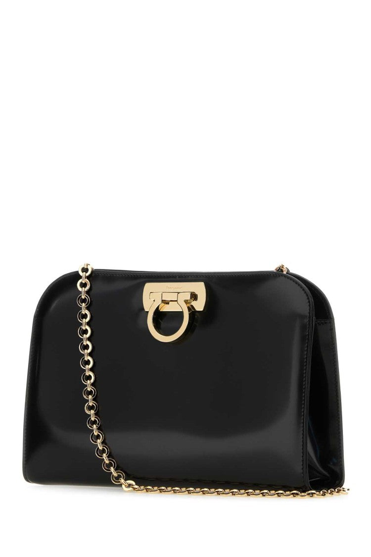 Salvatore Ferragamo Black Leather Clutch