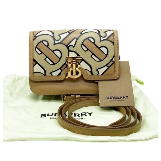 Burberry London Tb Pieced Monogram Beige Leather Shoulder Bag
