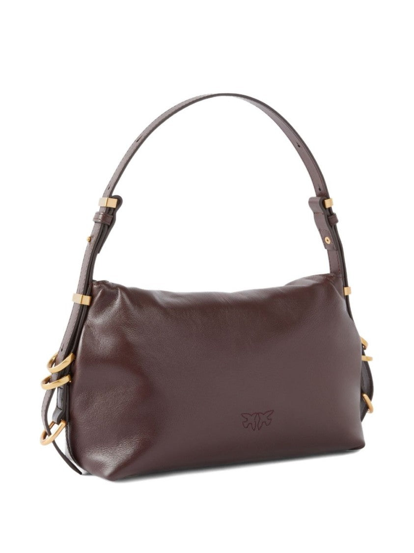 Pinko Rectangular Leather Handbag With Gold-Tone Details