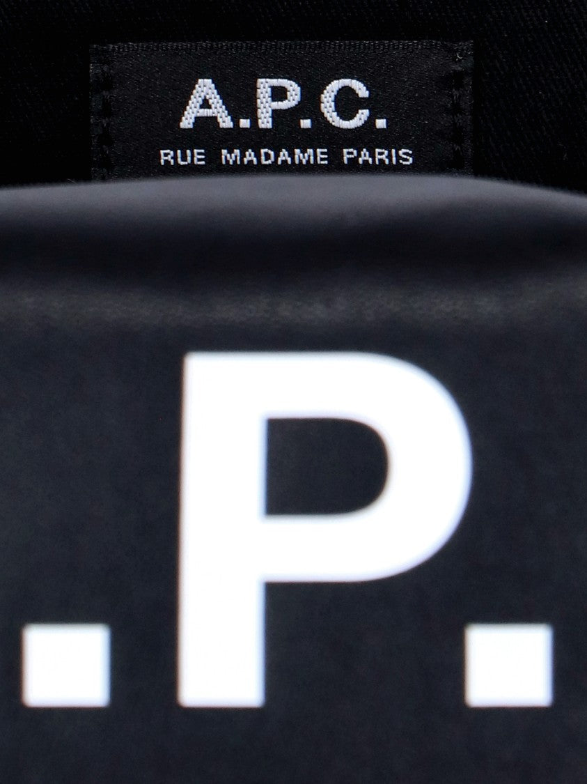 A.P.C. Minimalist Black Tote Bag With Logo Print