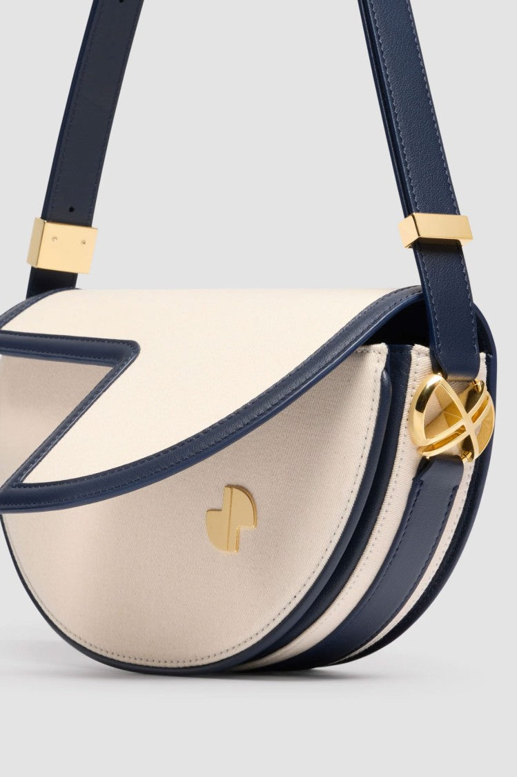 Patou Half-Circle Leather And Canvas Handbag