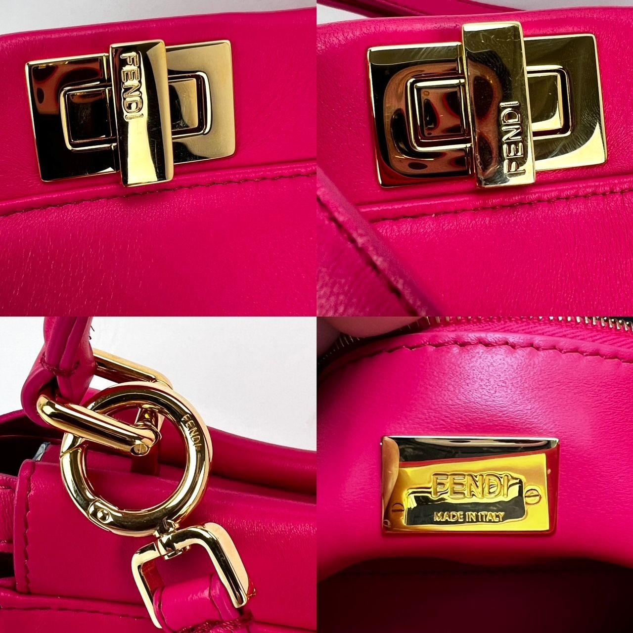 FENDI Mini Peekaboo Pink Leather Handbag