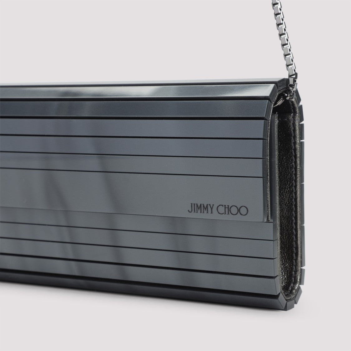 Jimmy Choo Metallic Pearl And Leather Clutch With Chain Strap