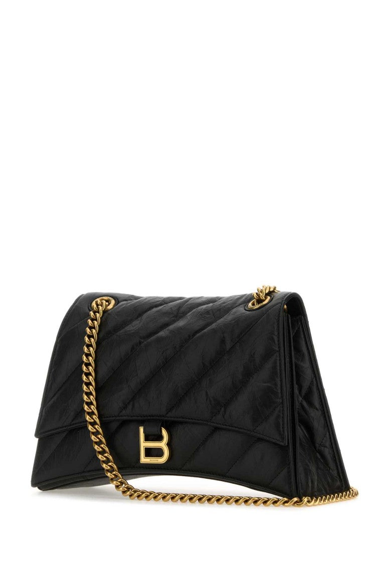 Balenciaga Black Leather Crush M Shoulder Bag