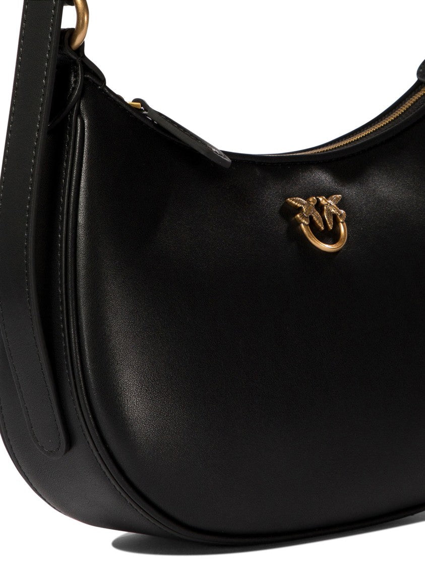 Pinko Crescent-Shaped Leather Shoulder Bag