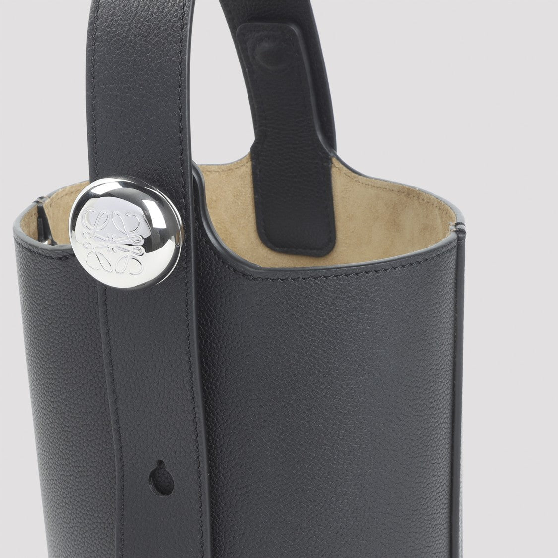 Loewe Structured Black Calfskin Bucket Bag With Silver-Tone Hardware