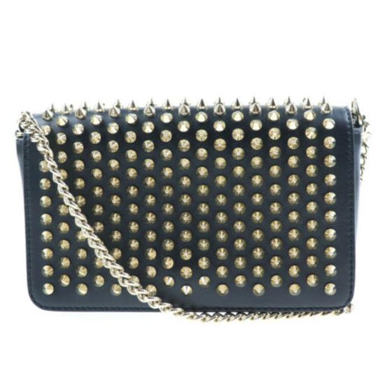 Christian Louboutin Zoompouch Studded Cross Body Black Leather Shoulder Bag