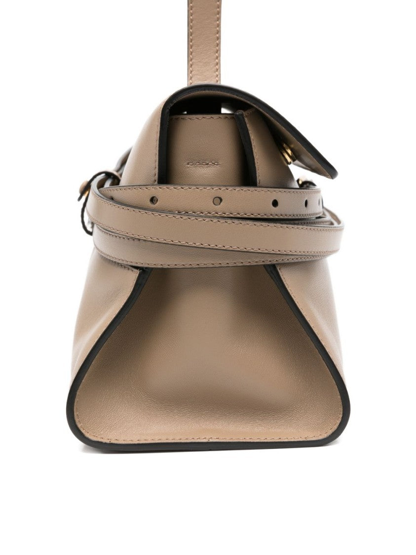 Moschino Structured Elongated Beige Bag With Smooth Surface