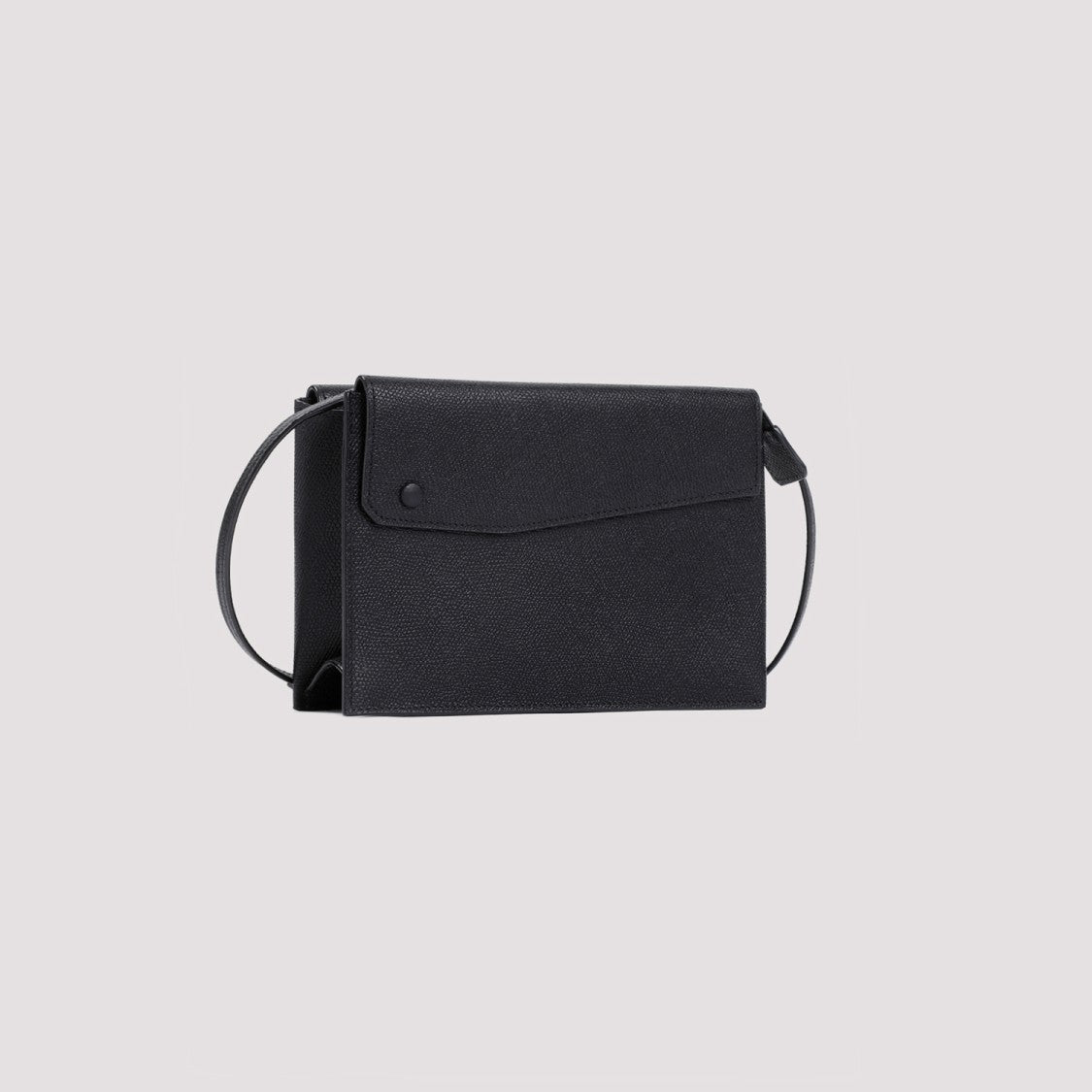Valextra Timeless Black Calf Leather Crossbody Handbag With Adjustable Strap