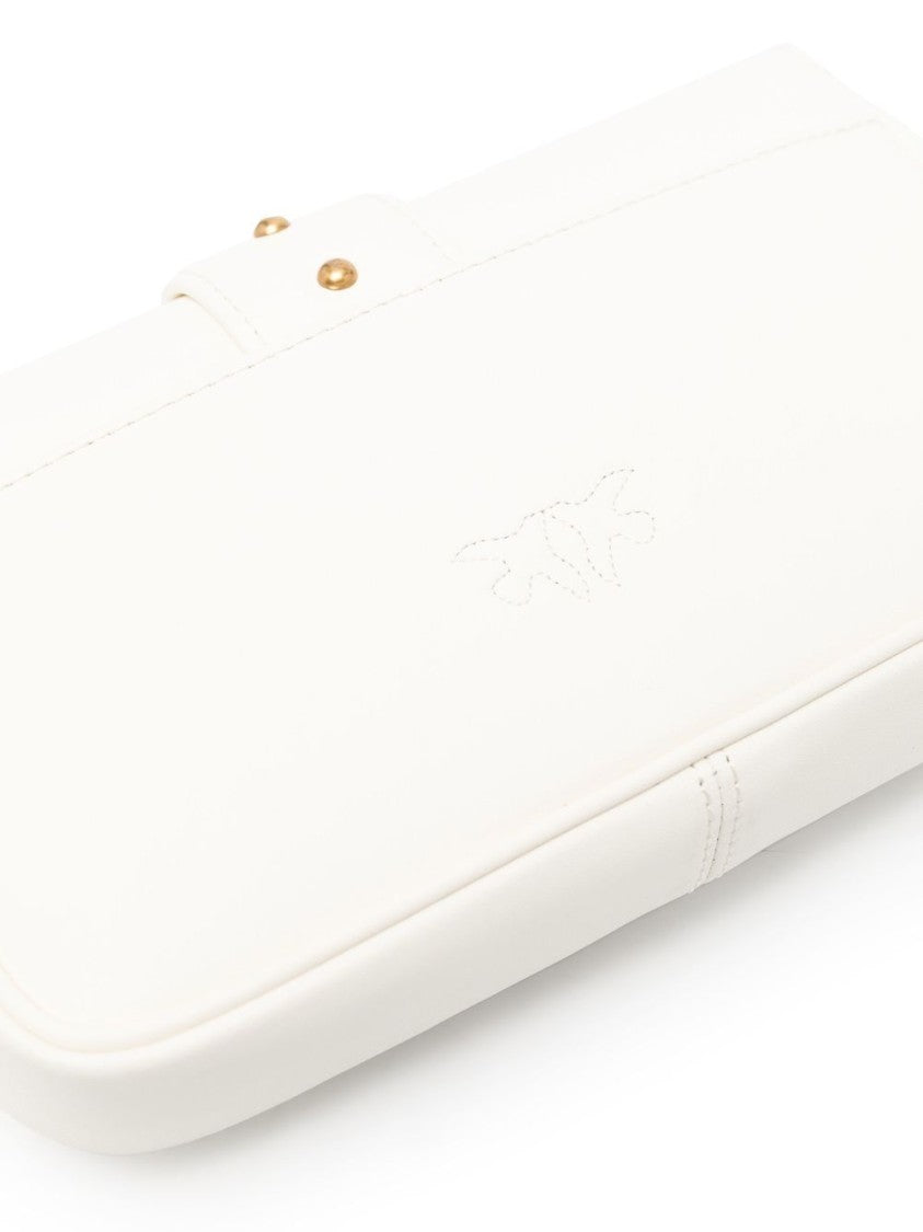 Pinko Silky White Leather Shoulder Bag