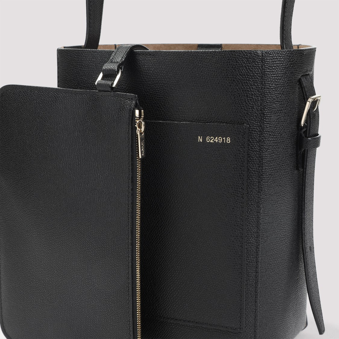 Valextra Black Calf Leather Small Bucket Bag