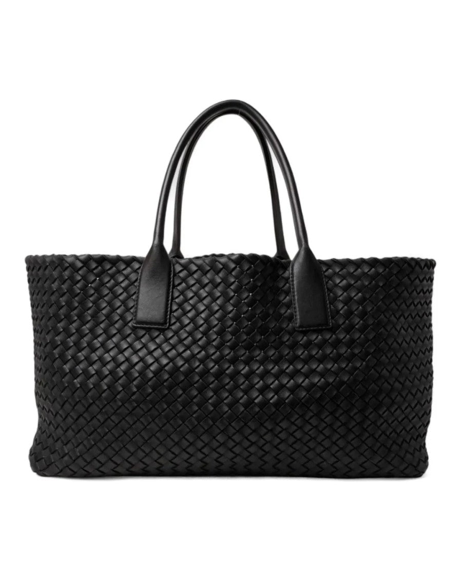 Bottega Veneta Medium Black Braided Cabat