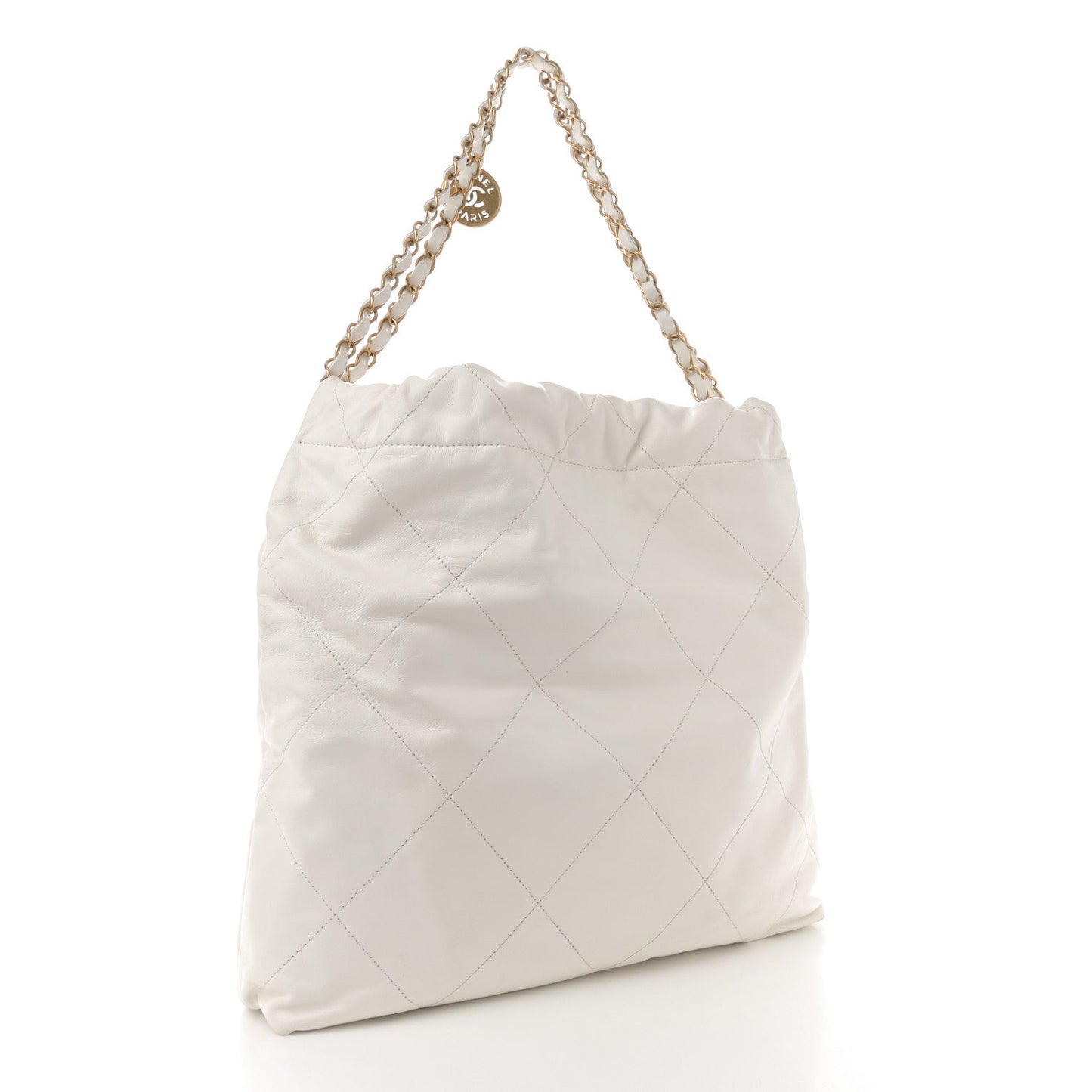 Shiny Calfskin Quilted Small Chanel 22 White