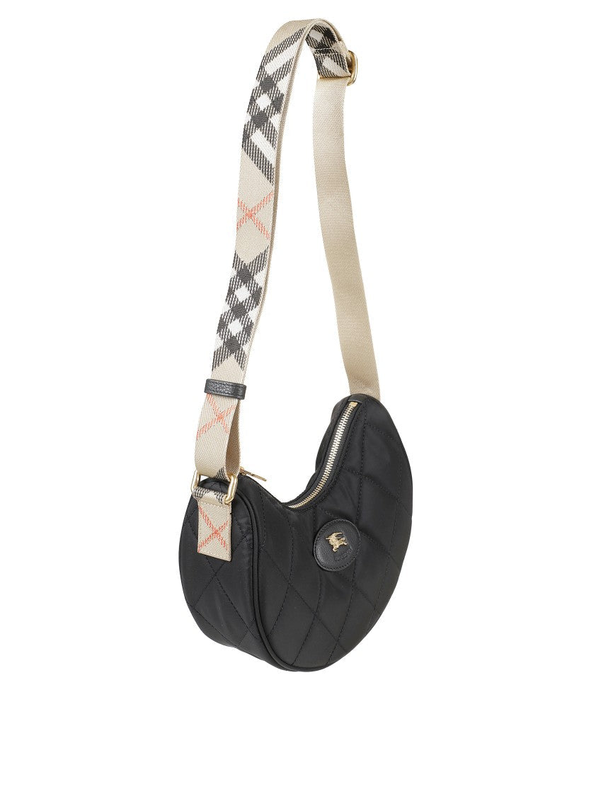 Burberry Curved Quilted Black Handbag With Gold-Tone Hardware