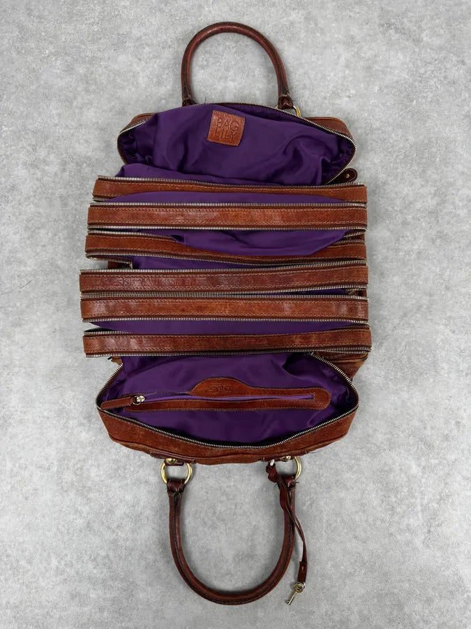 AW2010 Dolce & Gabbana Brown Multi Zip Leather Lily Bag