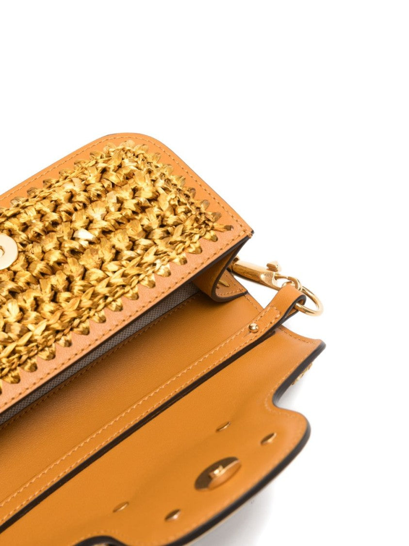 Valentino Garavani Compact Textured Handbag With Gold Finish