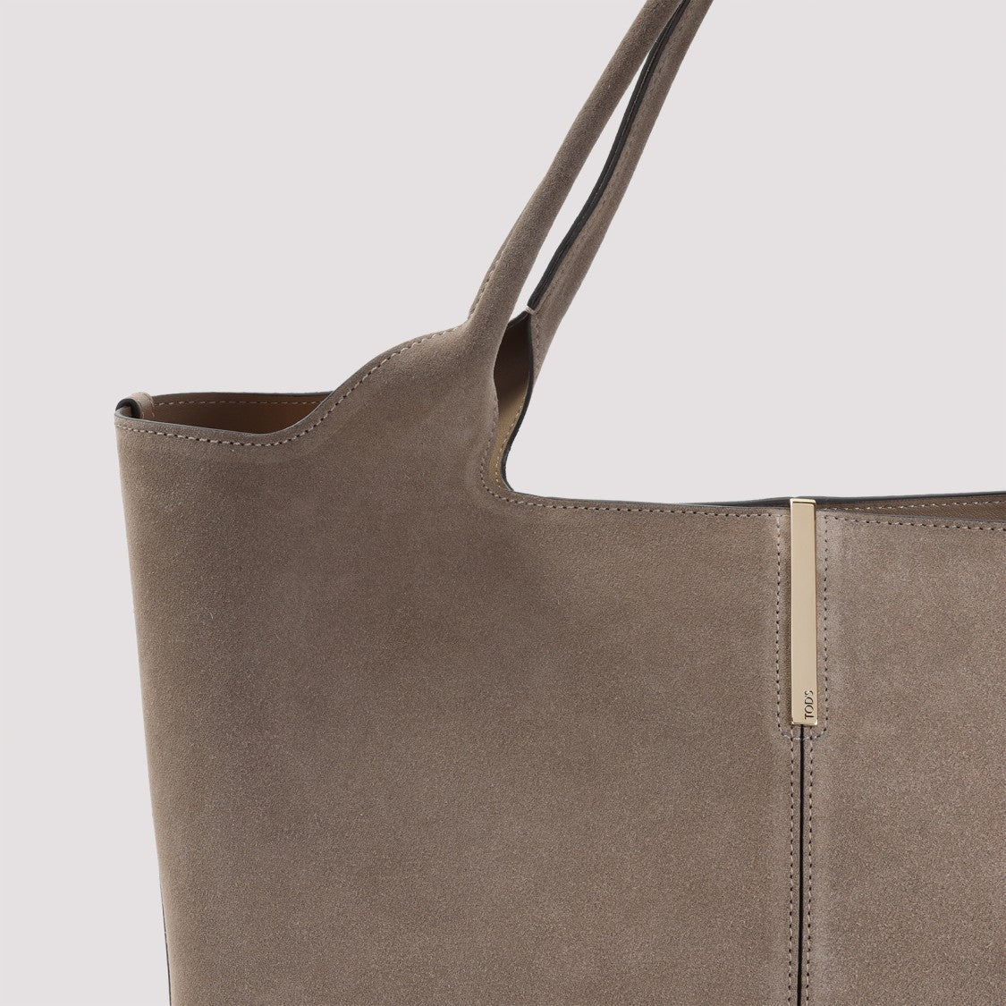 Tod's Luxe Suede Shopping Bag With Branded Metal Bar