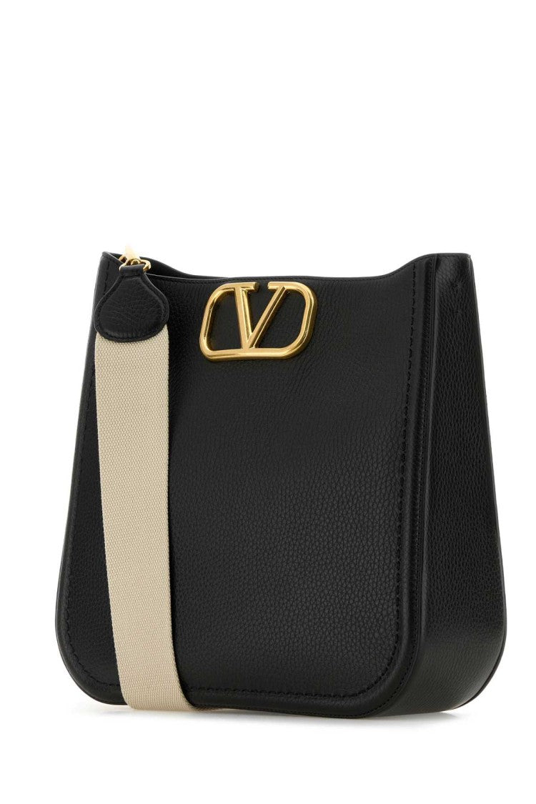 Valentino Garavani Black Leather Alltime Shoulder Bag