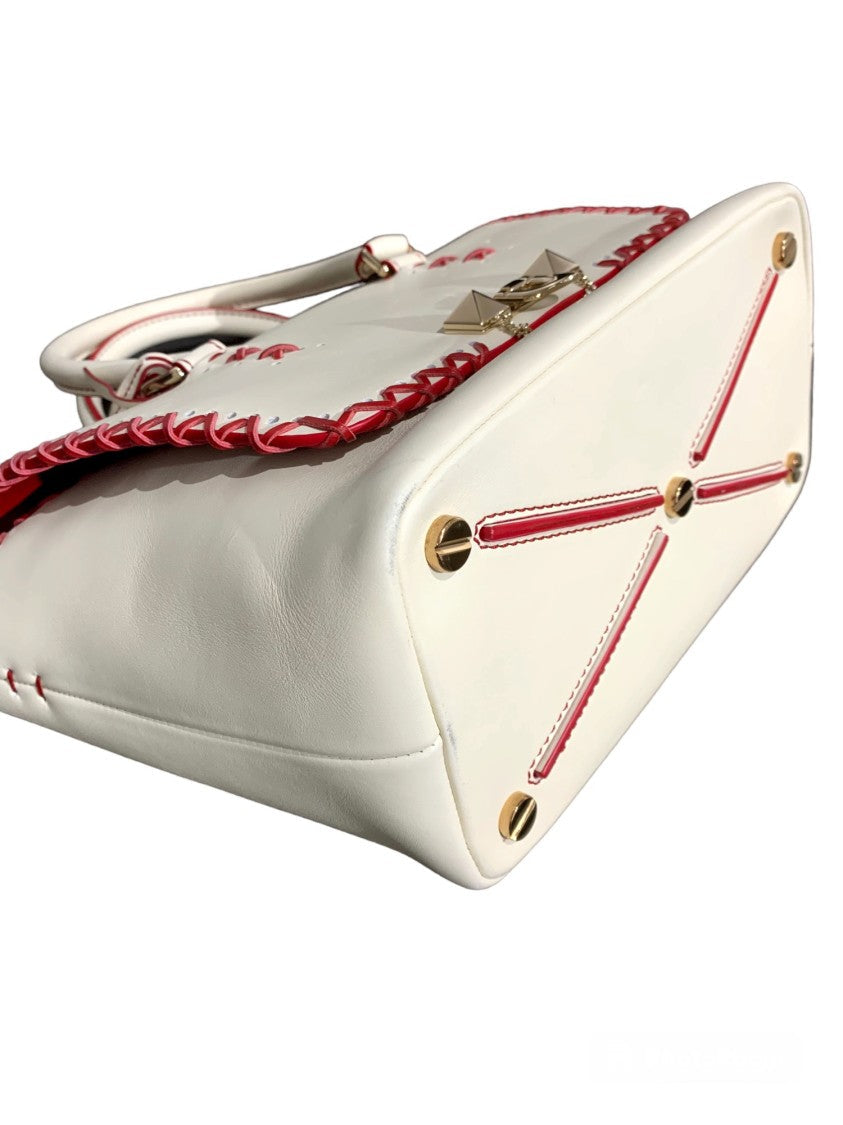 Valentino Demilune Structured Handbag With Woven Accents