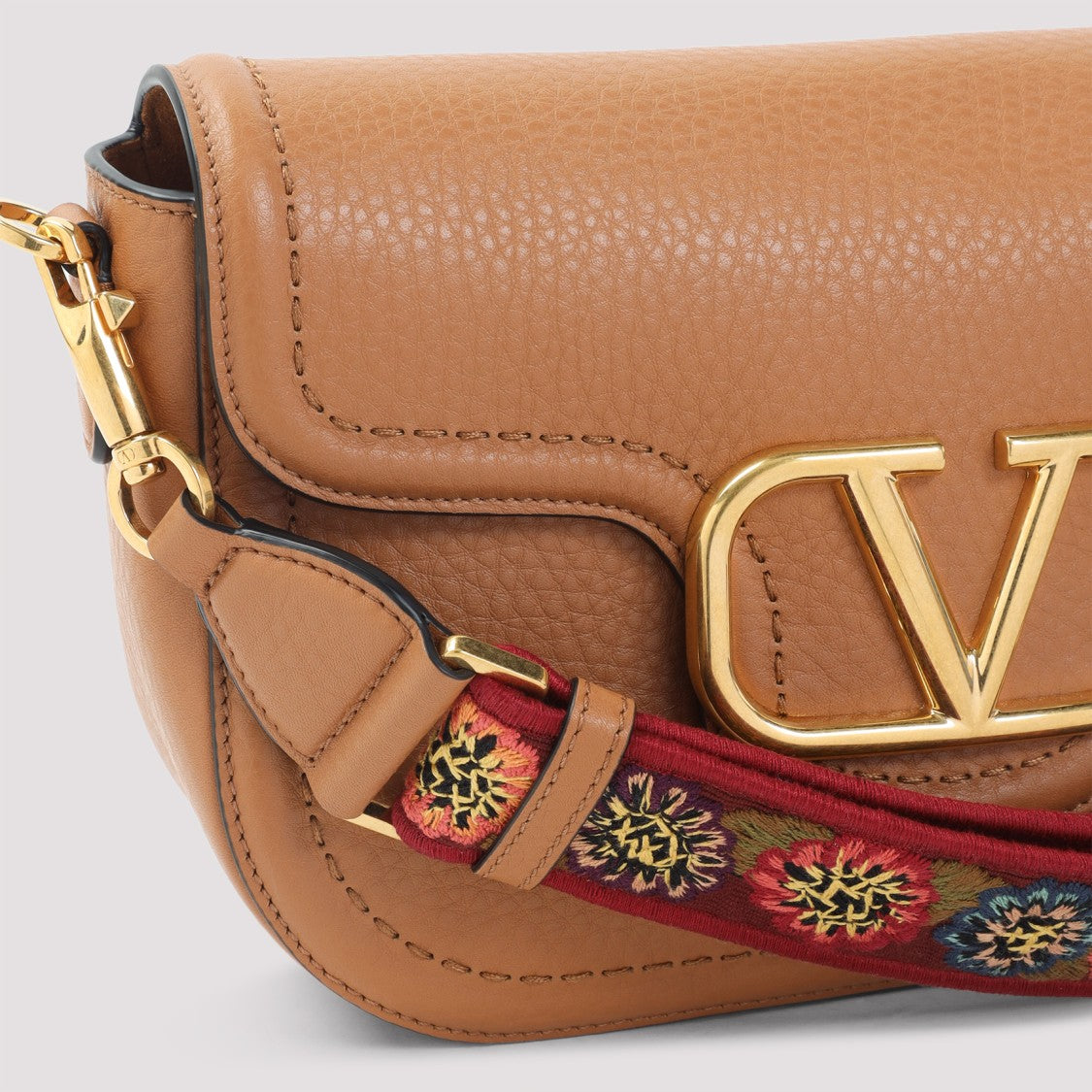 Valentino Garavani Almond Beige Calf Leather Alltime Shoulder Bag
