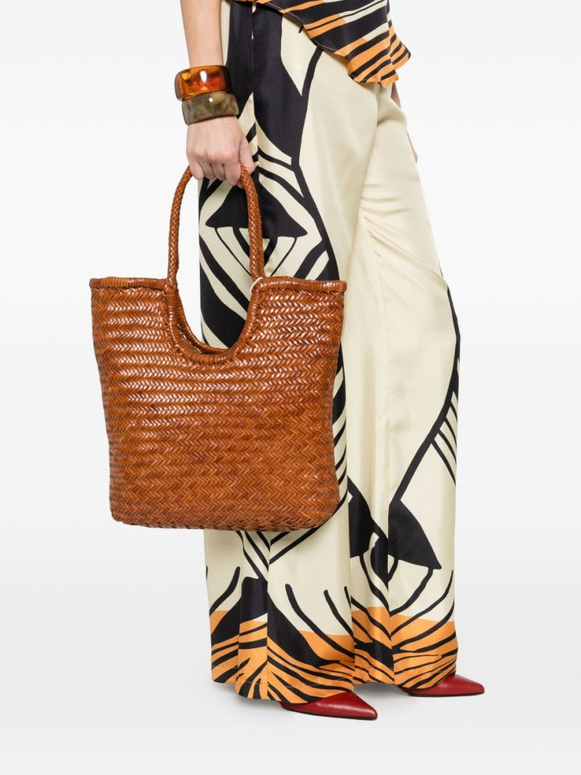 Dragon Diffusion Woven Texture Brown Calf Leather Shopper Bag