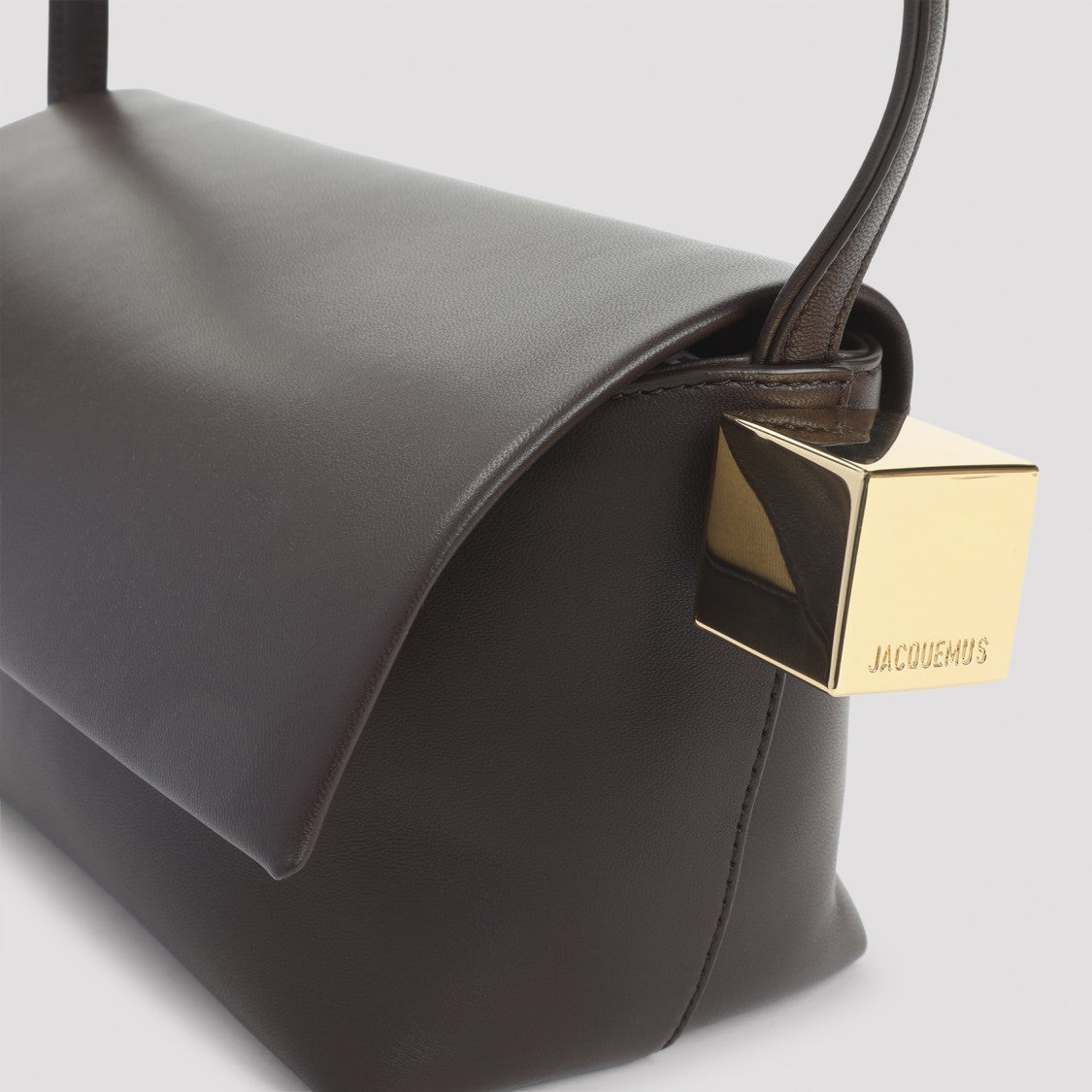 Jacquemus Dark Brown Lamb Leather Le Rond Carre Handbag