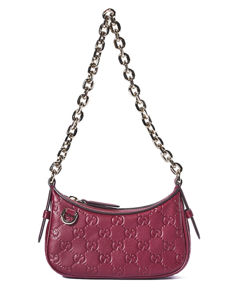 Gucci Mini Gg Sssima Clutch Bag In Bordeaux