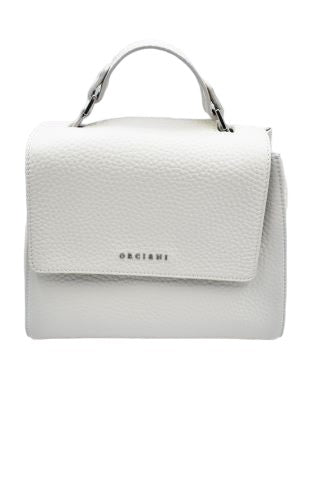 Orciani Textured Ivory Handbag With Magnetic Flap Closure