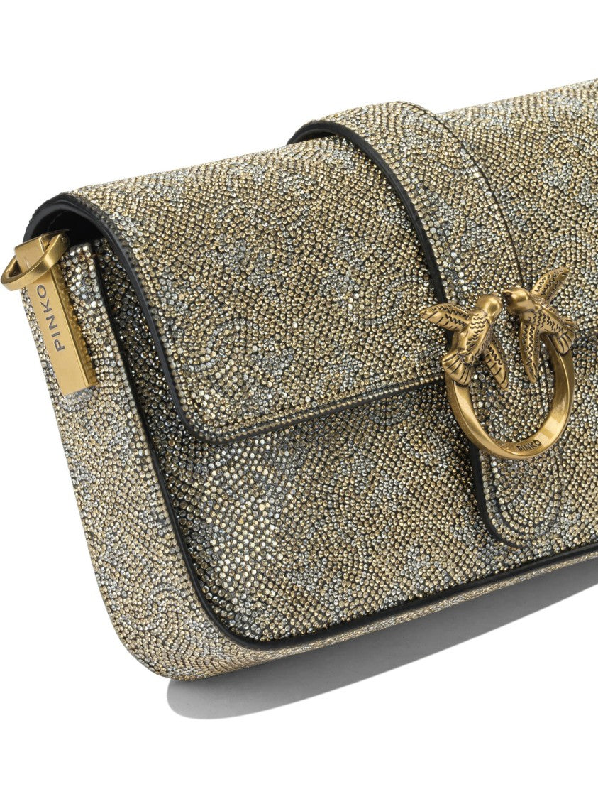 Pinko Gold Leather Crossbody Bag