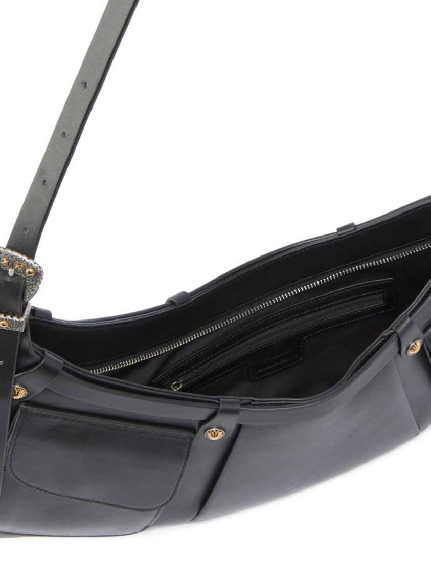 Pinko Crescent-Shaped Shoulder Bag With Flap Pockets