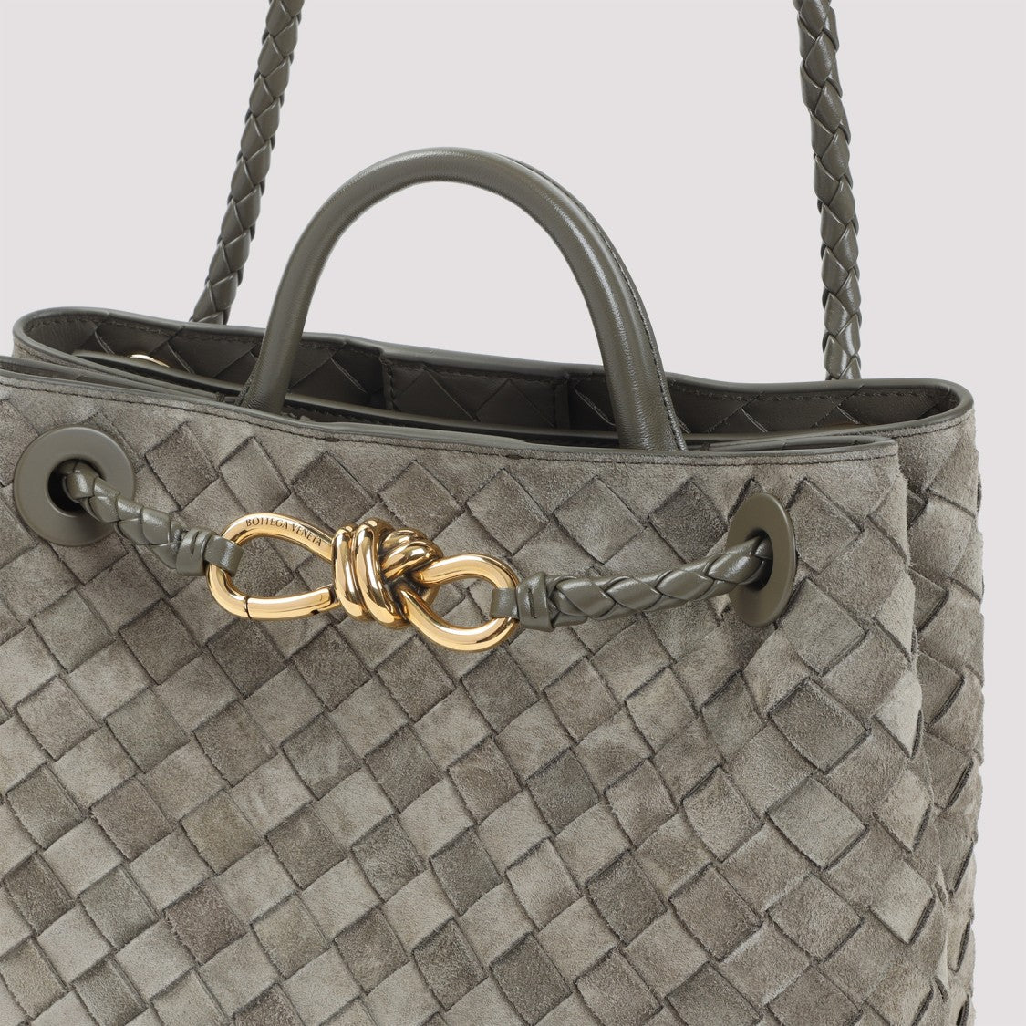Bottega Veneta Structured Suede Shoulder Bag With Woven Design