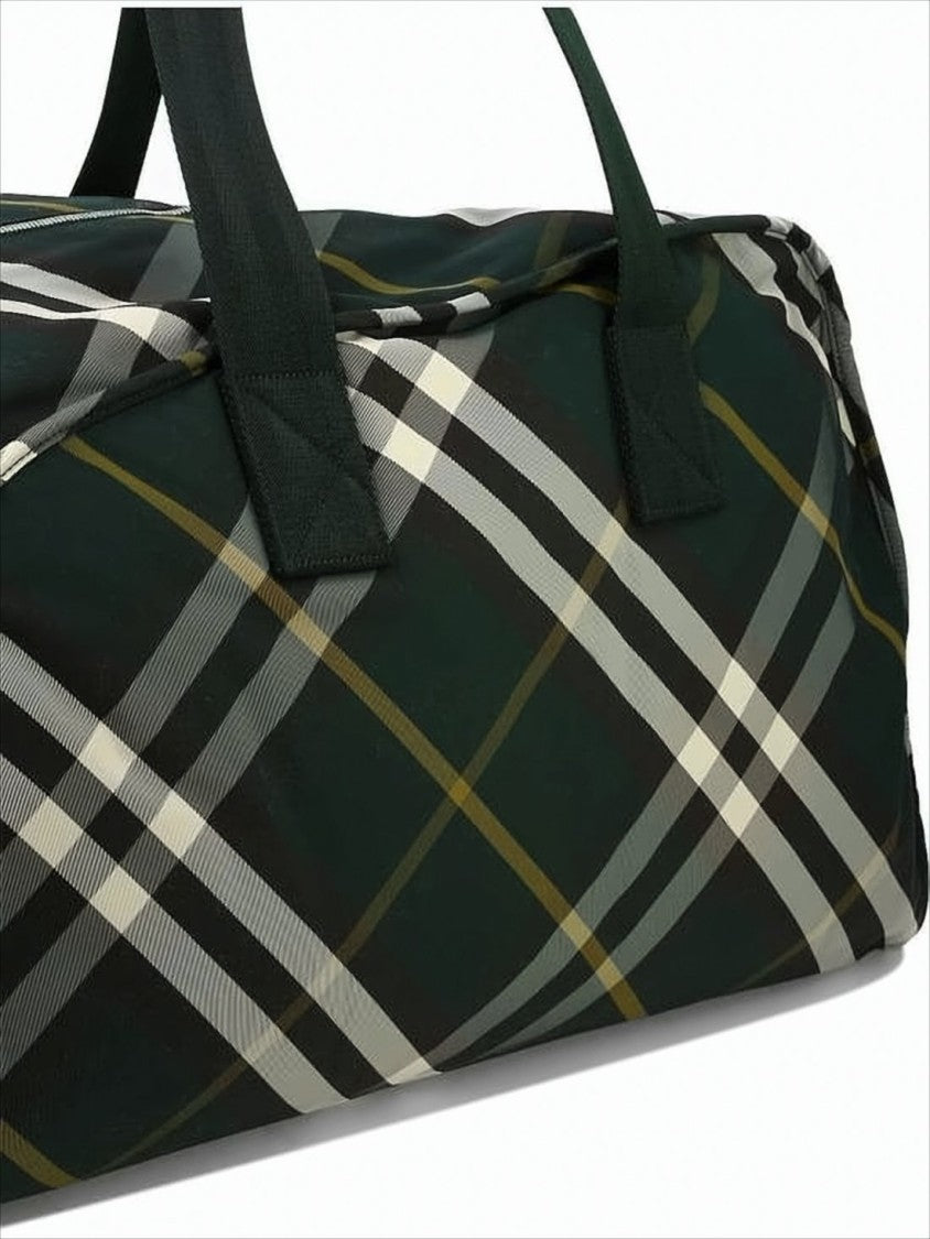 Burberry Check Pattern Nylon Duffle Bag