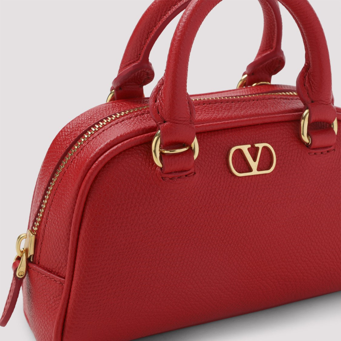 Valentino Garavani Compact Textured Leather Shoulder Bag With Gold Hardware