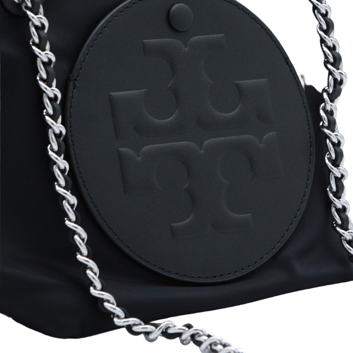 Tory Burch Sleek Black Handbag With Embossed Logo