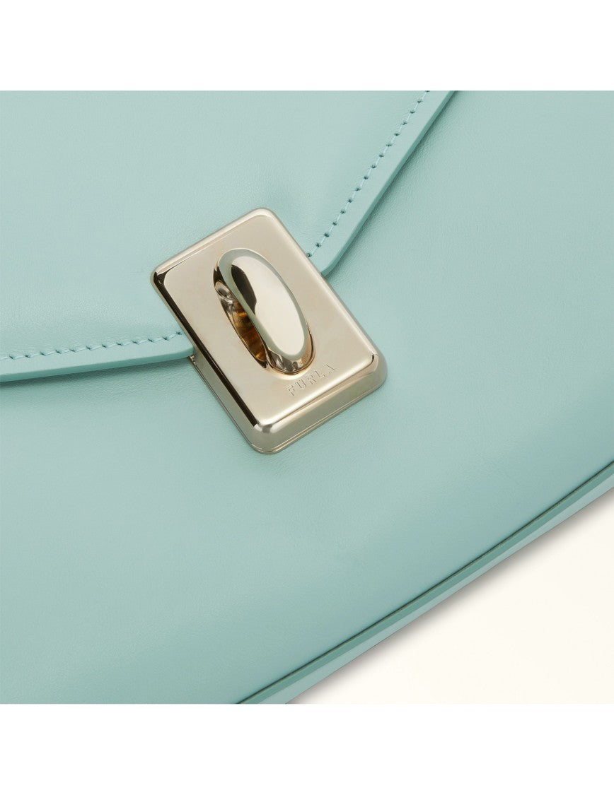 Furla Meridiana Shoulder Bag In Aquamarine Leather