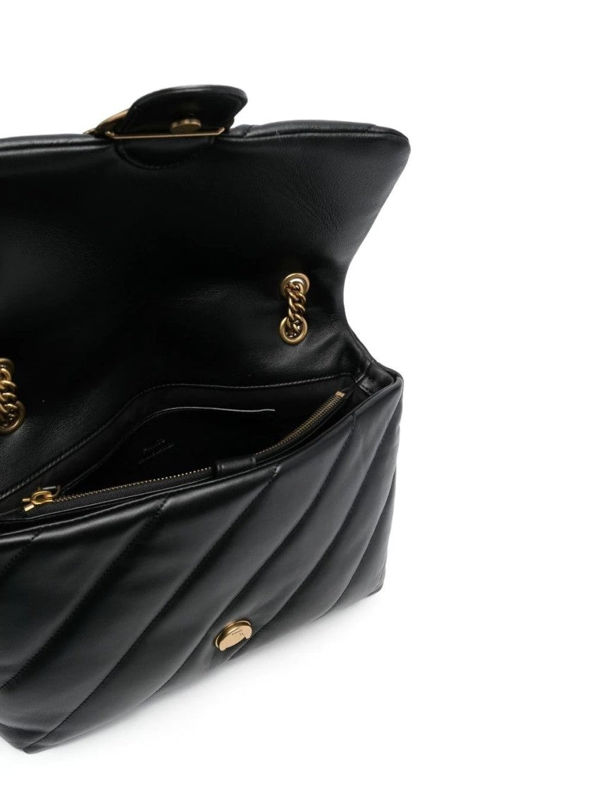 Pinko Love Big Puff Quilted Black Shoulder Bag