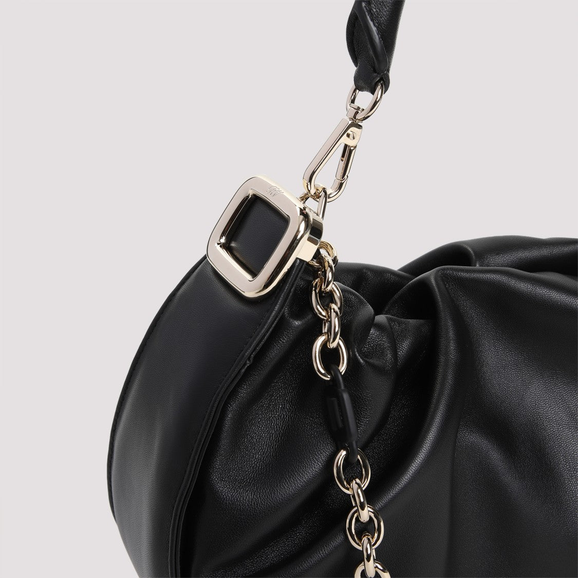 Roger Vivier Gathered Black Nappa Lamb Leather Handbag