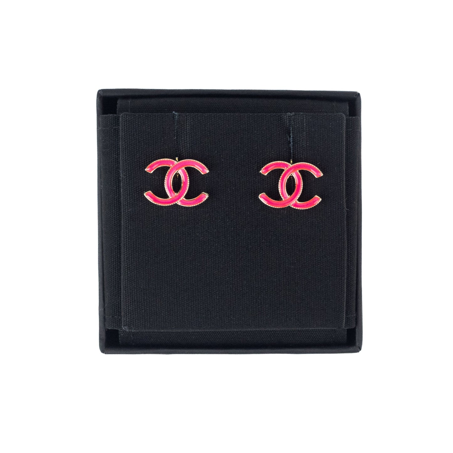 Chanel cc earrings Gold and neon pink