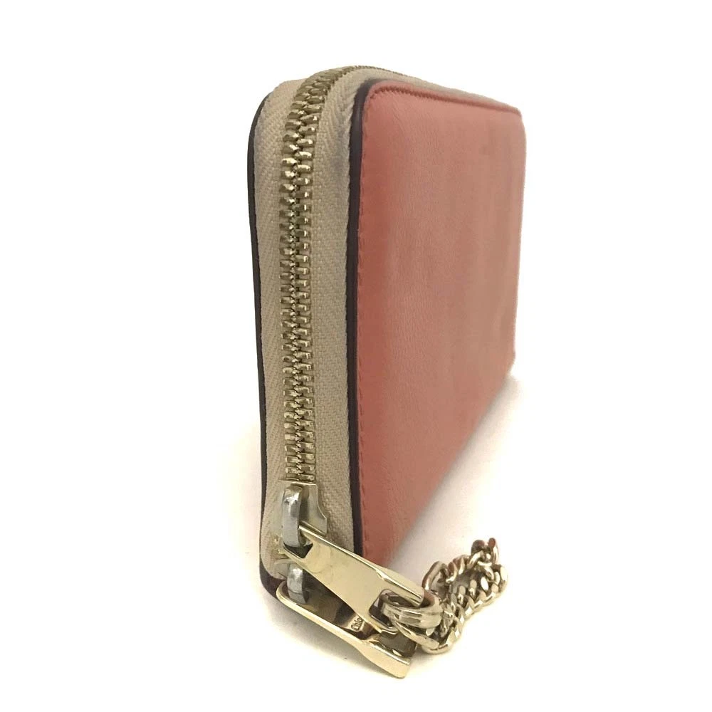 Chloe Bailey Leather Zip Around Long Wallet Purse Pink