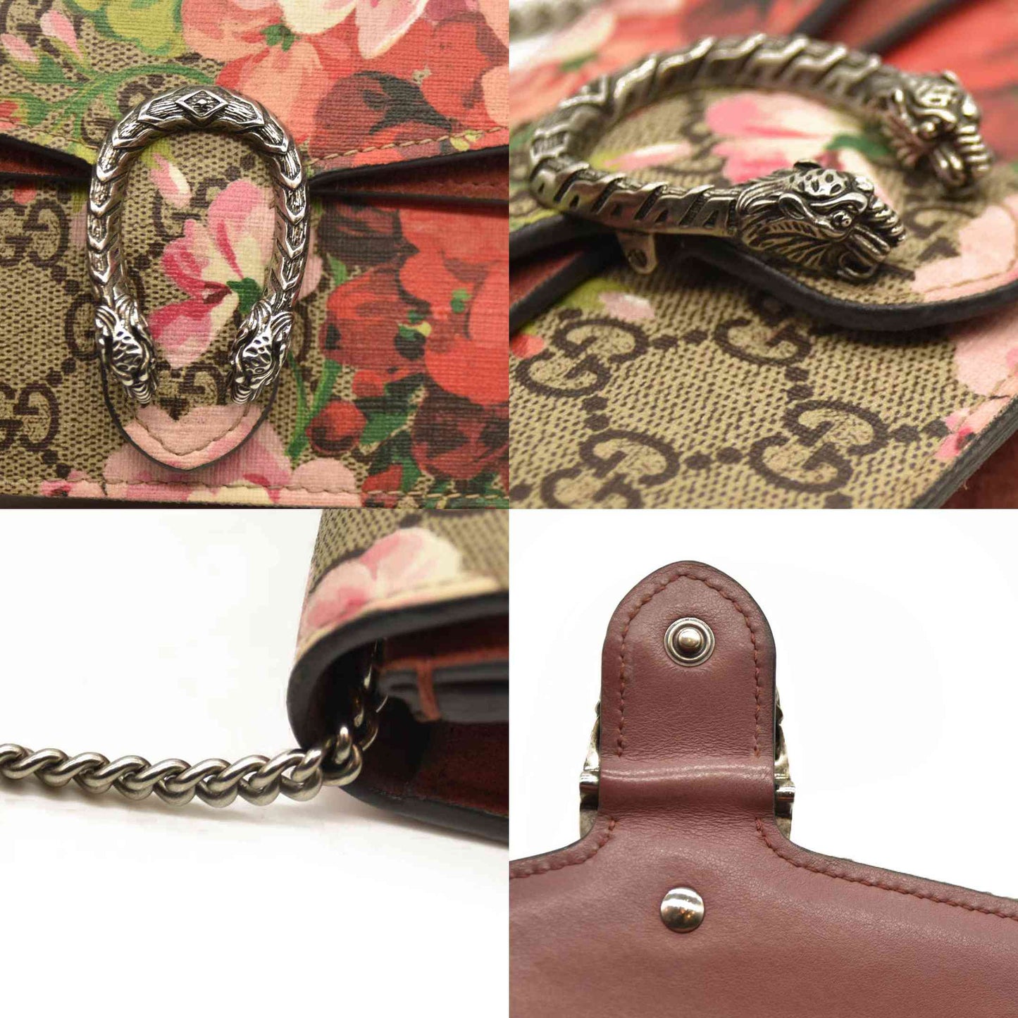 Gucci GG Supreme Monogram Blooms Super Mini Dionysus Shoulder Bag Beige Multicolor Dry Rose