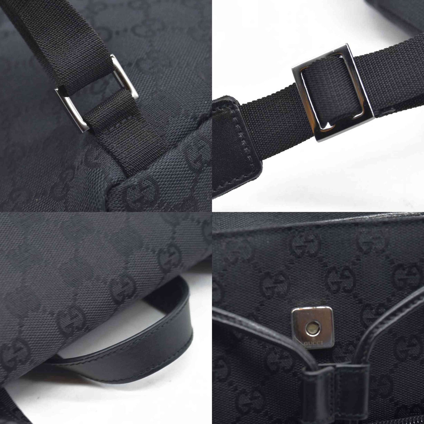 $1500 GUCCI GG Backpack Black Jacquard Leather