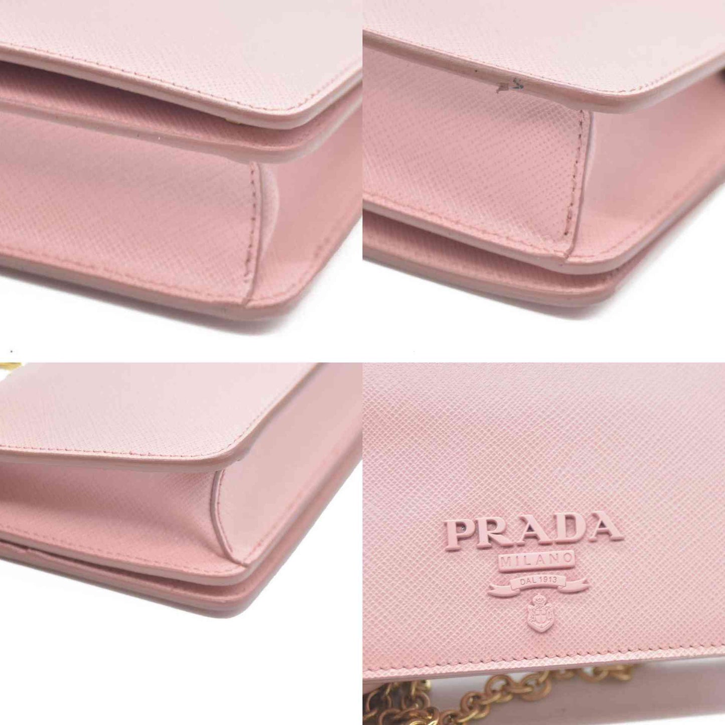 Prada Saffiano Cahier Chain Wallet Petalo