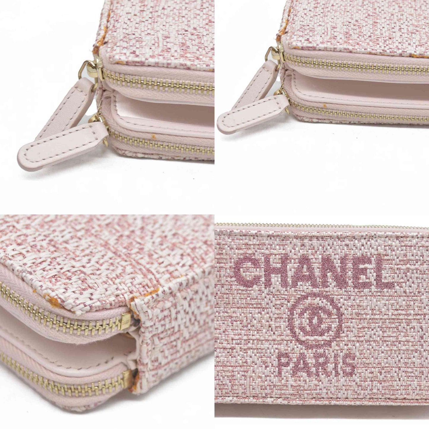 $4500 Chanel Canvas Small Deauville Clutch With Chain Pink