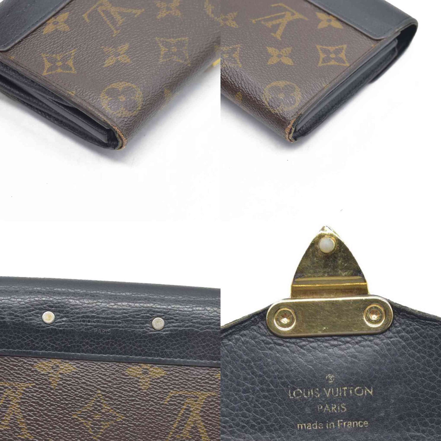 $1140 Louis Vuitton Monogram Pallas Wallet Black