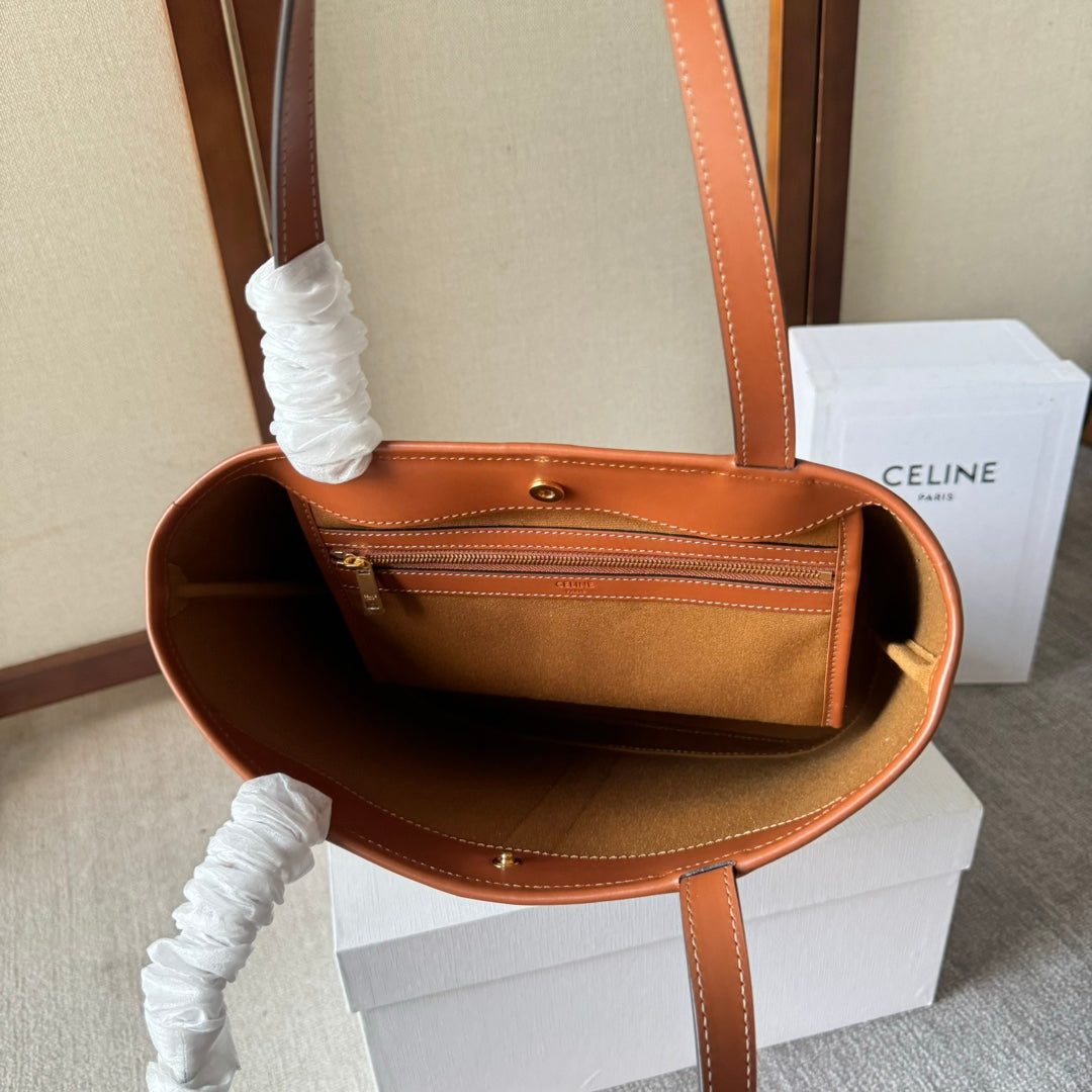 TRIOMPHE CANVAS 26.5 IN PRINTED CALFSKIN BROWN WHITE