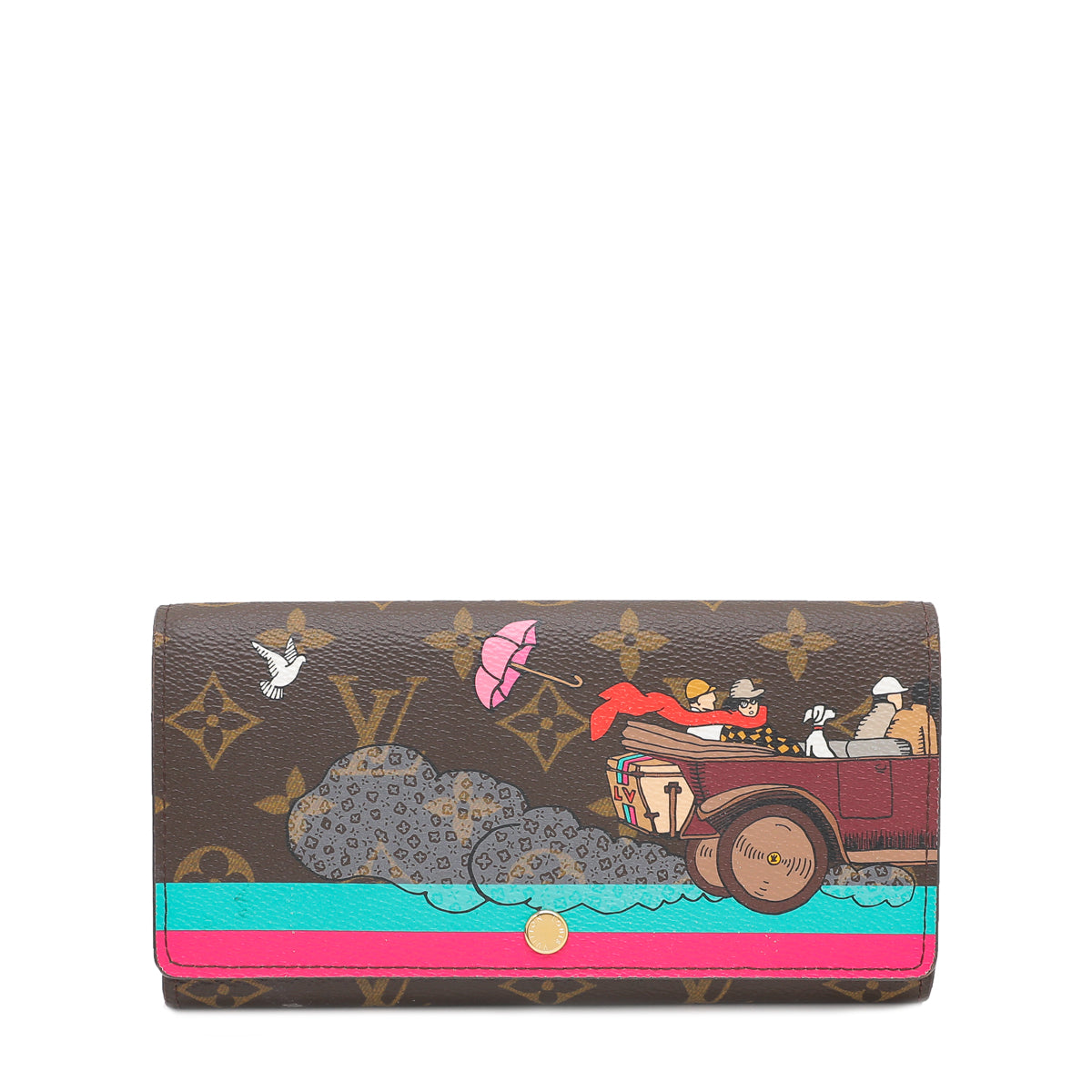 Louis Vuitton Fuschia Monogram Christmas Animation Evasion Wallet