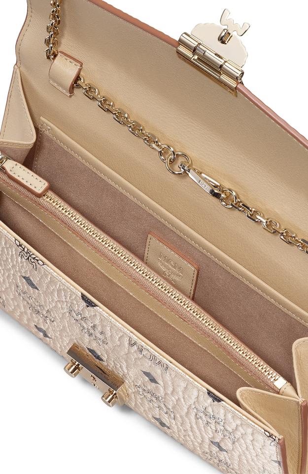 MCM Patricia Visetos Continental Wallet On A Chain Berlin Gold Leather Shoulder Bag