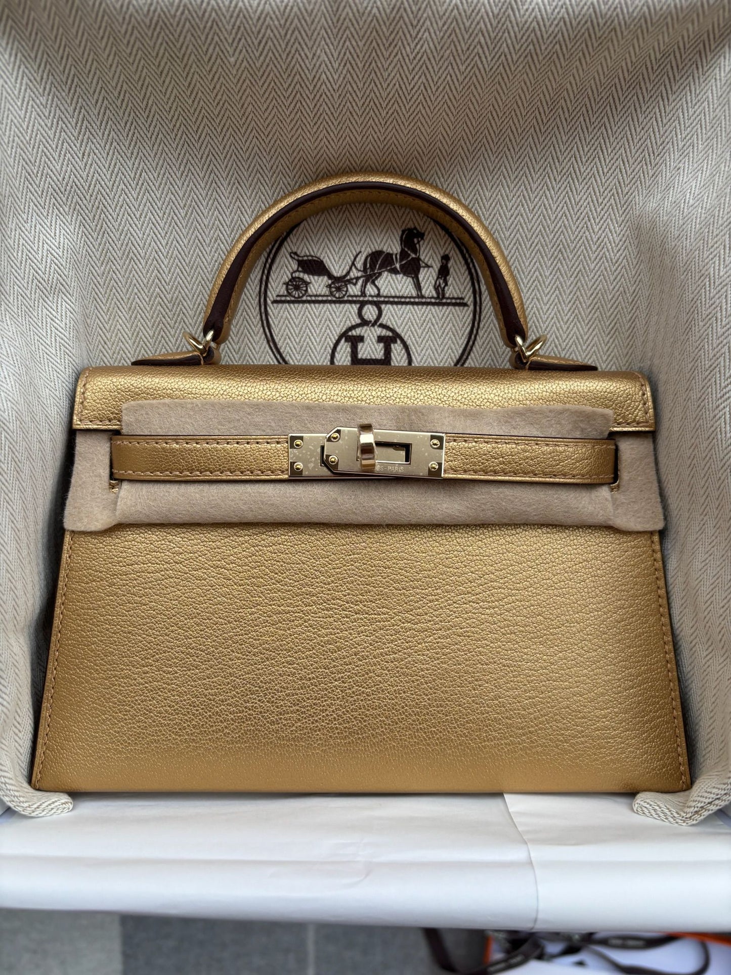 Mini Kelly Dore Chevre Permabrass Hardware K Stamp