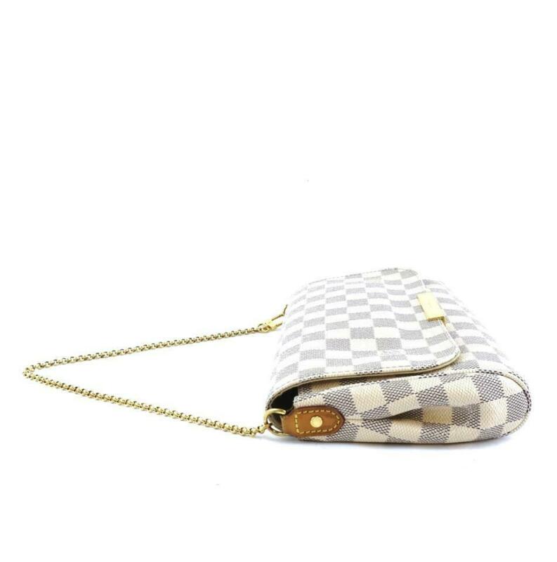 Louis Vuitton Favorite Mm White Damier Azur Canvas Cross Body Bag