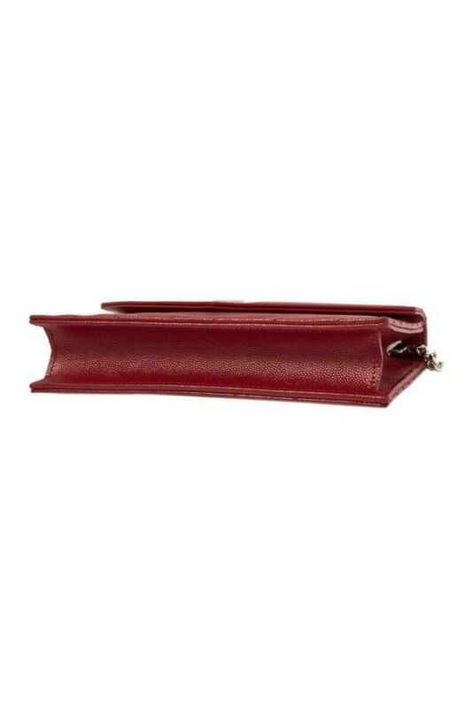 Saint Laurent Chain Wallet Monogram Small Red Leather Cross Body Bag